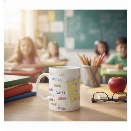 TAZA PERSONALIZADA PARA PROFESORES CON NOMBRES DE ALUMNOS