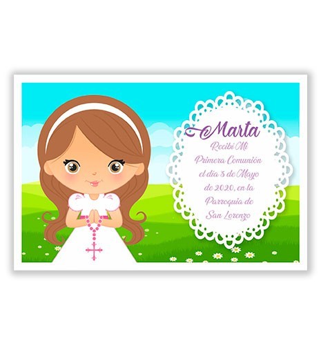 INVITACIÓN COMUNIÓN 04 DIBUJO NIÑA ALMA