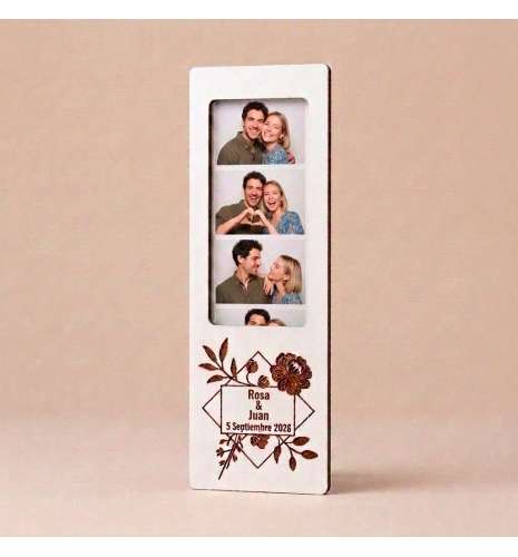 MARCO DE FOTOS TIRA FOTOMATÓN PERSONALIZADO MADERA BLANCA