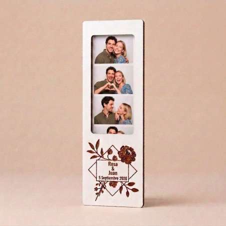 MARCO DE FOTOS TIRA FOTOMATÓN PERSONALIZADO MADERA BLANCA