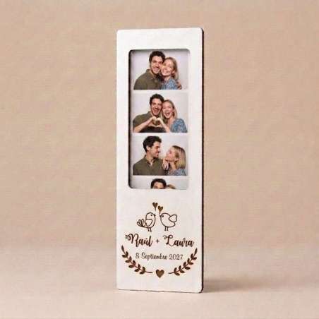 MARCO DE FOTOS TIRA FOTOMATÓN PERSONALIZADO MADERA BLANCA