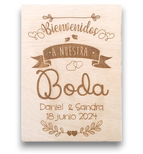 CARTEL BIENVENIDOS A NUESTRA BODA PERSONALIZADO