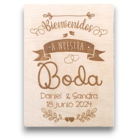 CARTEL BIENVENIDOS A NUESTRA BODA PERSONALIZADO
