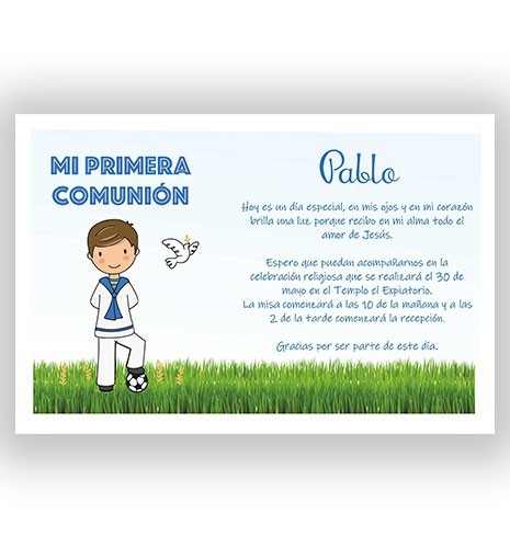 INVITACIÓN COMUNIÓN 07 NIÑO FÚTBOL