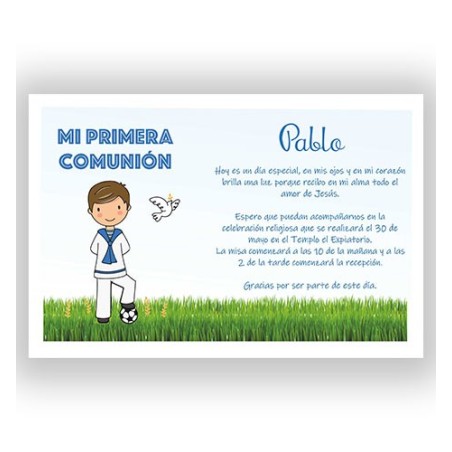 INVITACIÓN COMUNIÓN 07 NIÑO FÚTBOL