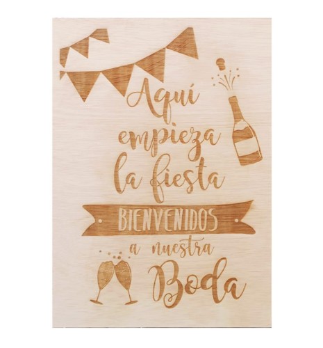 CARTEL BIENVENIDOS A NUESTRA BODA FIESTA