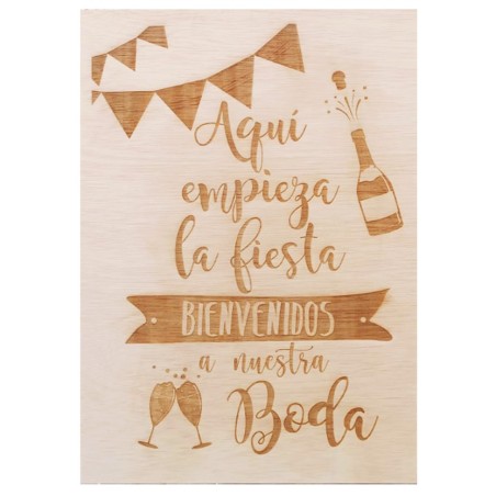 CARTEL BIENVENIDOS A NUESTRA BODA FIESTA