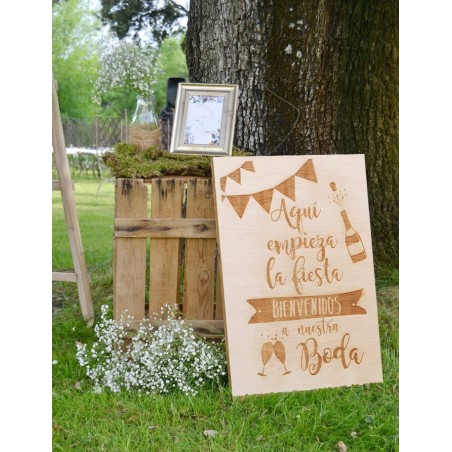 CARTEL BIENVENIDOS A NUESTRA BODA FIESTA