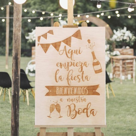 CARTEL BIENVENIDOS A NUESTRA BODA FIESTA